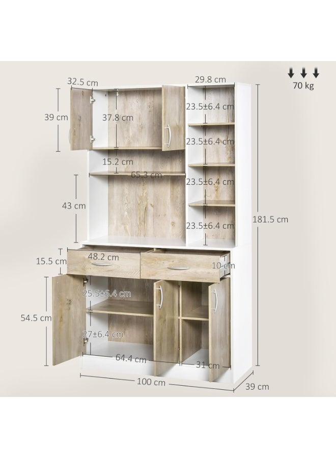 وحدة دولاب تخزين جانبية للمطبخ مع سطح منضدة ورفوف قابلة للتعديل وأدراج لغرفة المعيشة والطعام من هومكوم، معدن خشبي هندسي، أبيض - Image 3